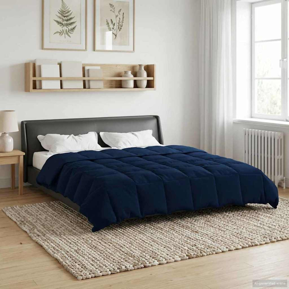 Produktbild för Sommar Duvet Quiltad Mörkblå 220 x 260 cm Mikrofiber