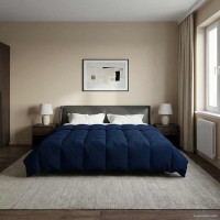 Produktbild för Sommar Duvet Quiltad Mörkblå 220 x 260 cm Mikrofiber