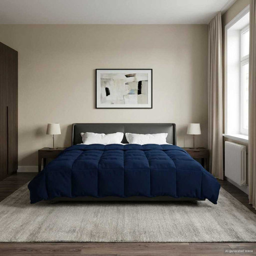 vidaXL Sommar Duvet Quiltad Mörkblå 240 x 260 cm Mikrofiber - Täcken