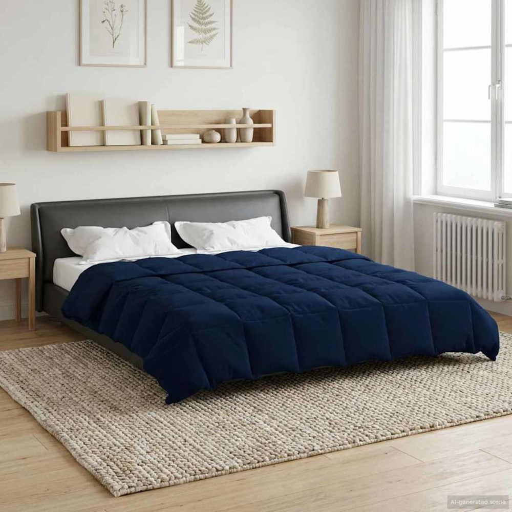 Produktbild för Sommar Duvet Quiltad Mörkblå 240 x 260 cm Mikrofiber