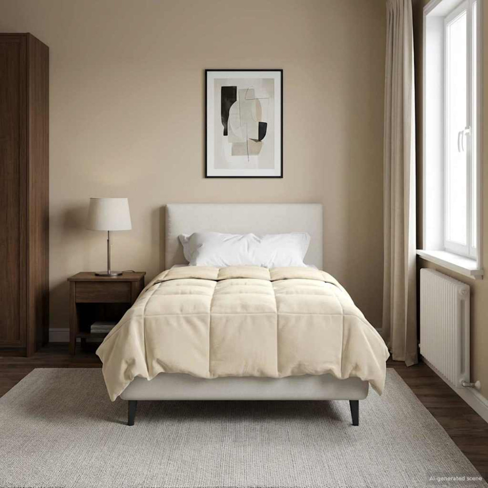 Produktbild för Sommar Duvet Quiltad Kräm 155 x 200 cm Mikrofiber