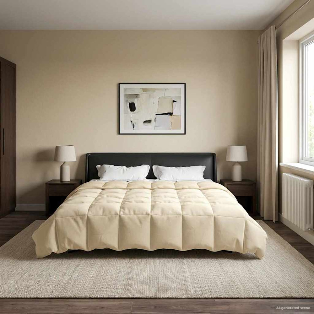 Produktbild för Sommar Duvet Quiltad Kräm 200 x 200 cm Mikrofiber