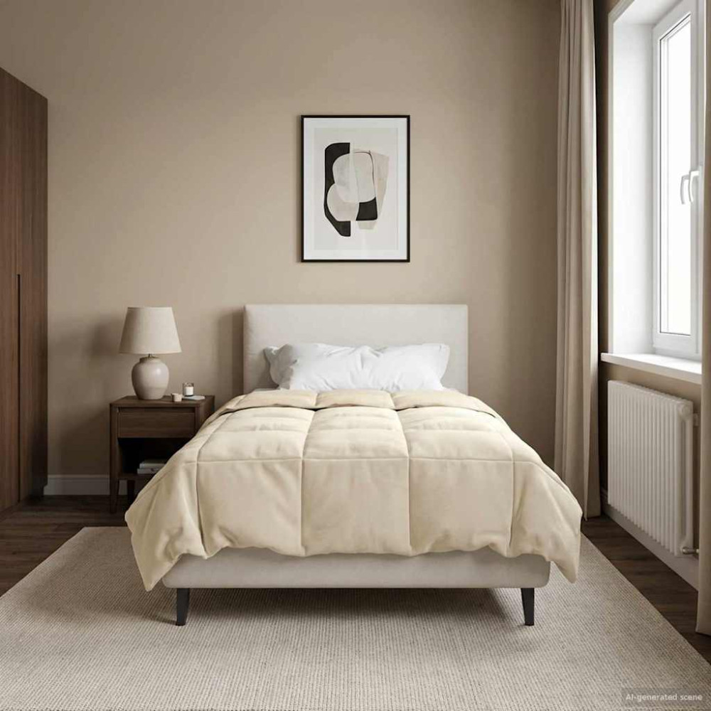 Produktbild för Sommar Duvet Quiltad Kräm 135 x 220 cm Mikrofiber