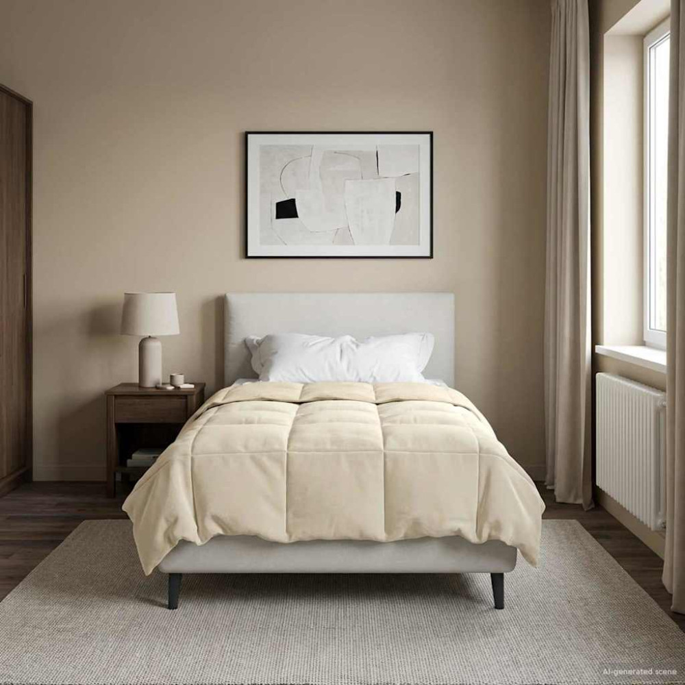Produktbild för Sommar Duvet Quiltad Kräm 140 x 220 cm Mikrofiber