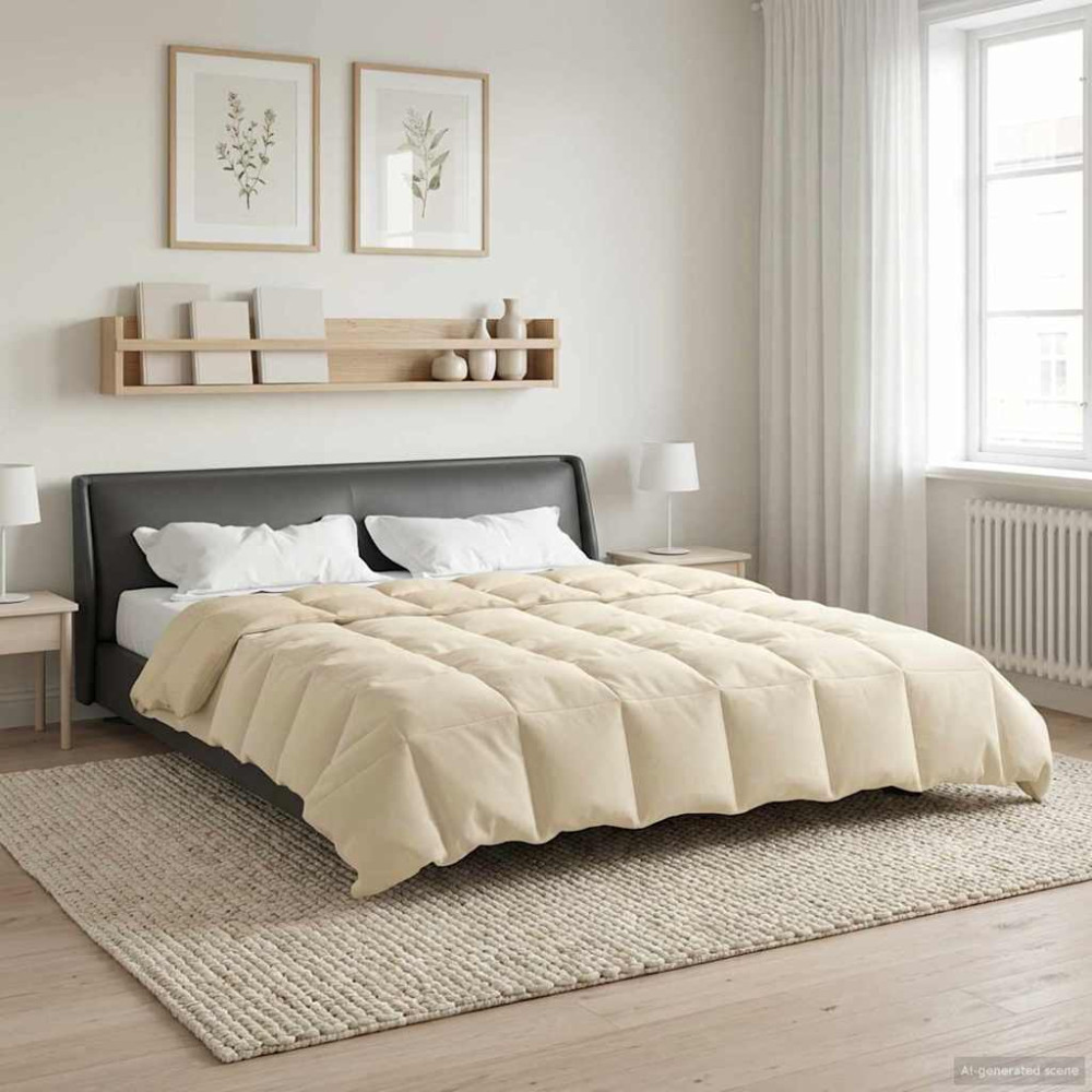 Produktbild för Sommar Duvet Quiltad Kräm 220 x 240 cm Mikrofiber