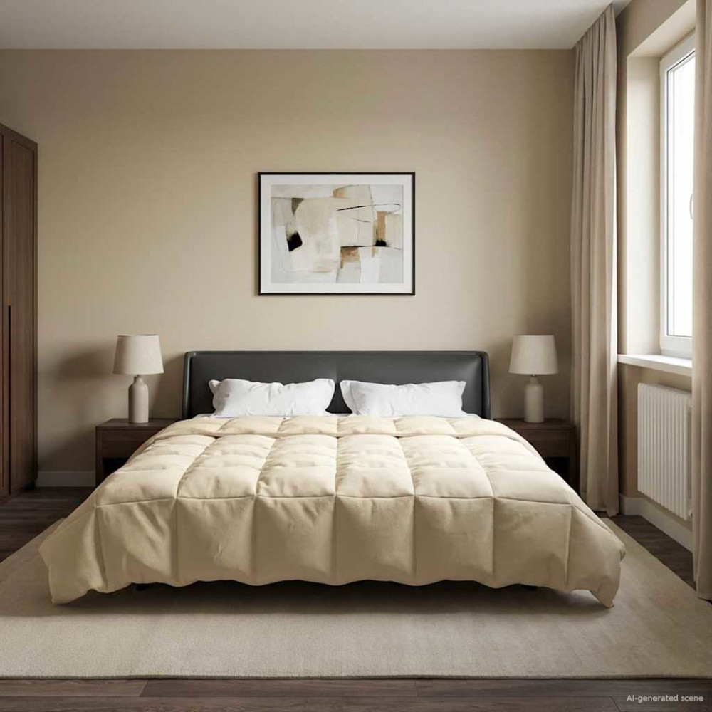 Produktbild för Sommar Duvet Quiltad Kräm 220 x 240 cm Mikrofiber