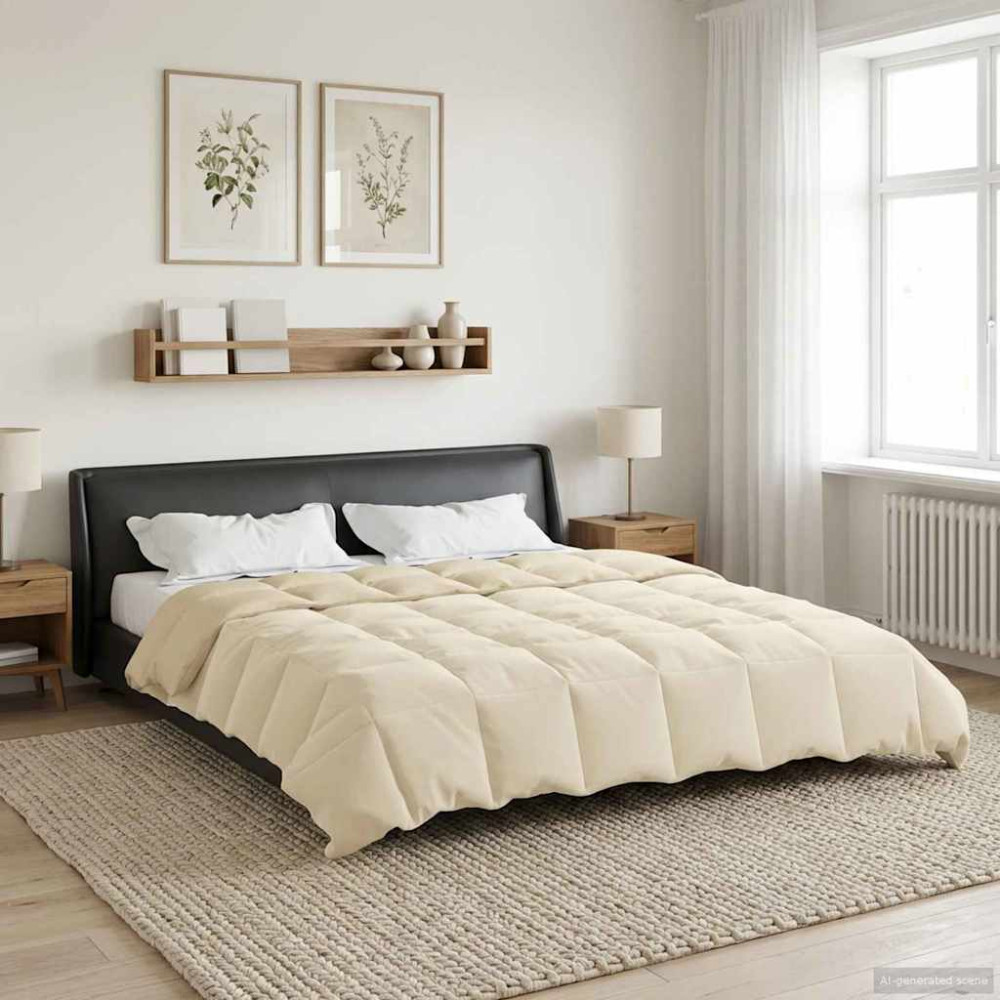 Produktbild för Sommar Duvet Quiltad Kräm 220 x 260 cm Mikrofiber