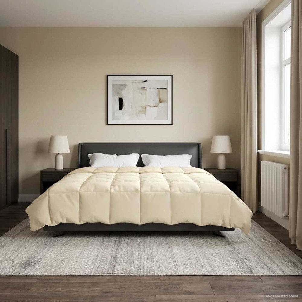 Produktbild för Sommar Duvet Quiltad Kräm 240 x 260 cm Mikrofiber