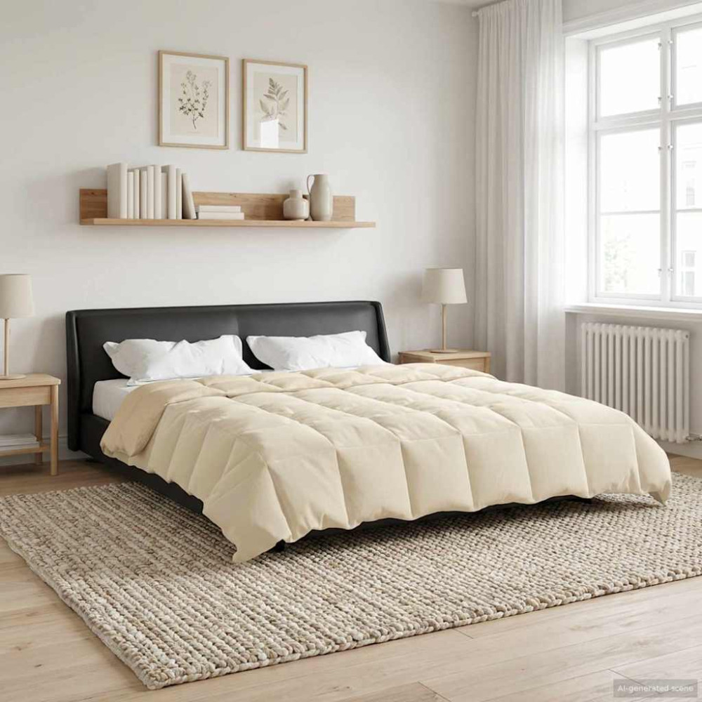 Produktbild för Sommar Duvet Quiltad Kräm 240 x 260 cm Mikrofiber
