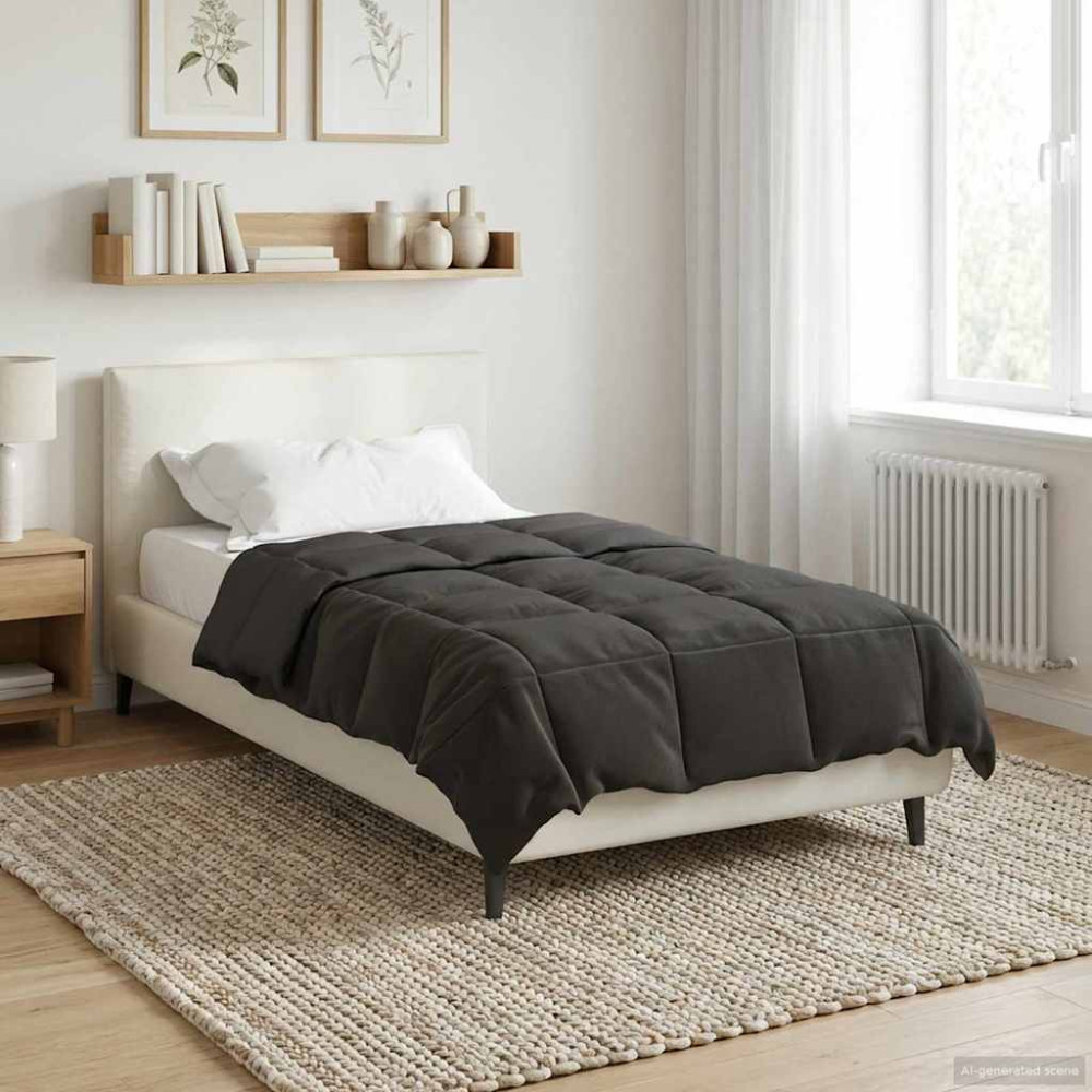 Produktbild för Full Års-Duvet Quiltad Antracit 140 x 200 cm Mikrofiber