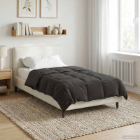 Produktbild för Full Års-Duvet Quiltad Antracit 140 x 200 cm Mikrofiber