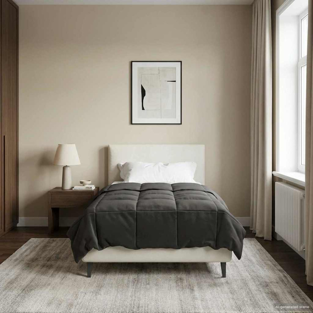 Produktbild för Full Års-Duvet Quiltad Antracit 155 x 200 cm Mikrofiber