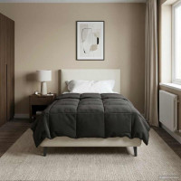 Produktbild för Full Års-Duvet Quiltad Antracit 140 x 220 cm Mikrofiber
