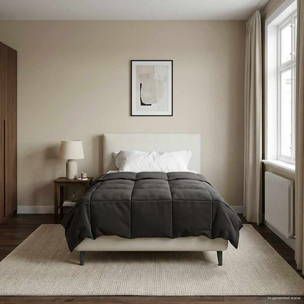 Produktbild för Full Års-Duvet Quiltad Antracit 155 x 220 cm Mikrofiber
