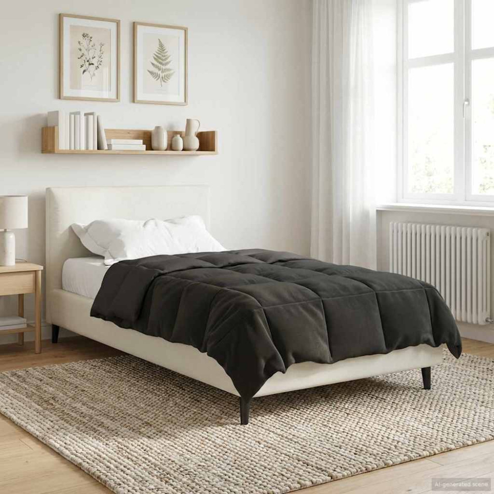 Produktbild för Full Års-Duvet Quiltad Antracit 155 x 220 cm Mikrofiber
