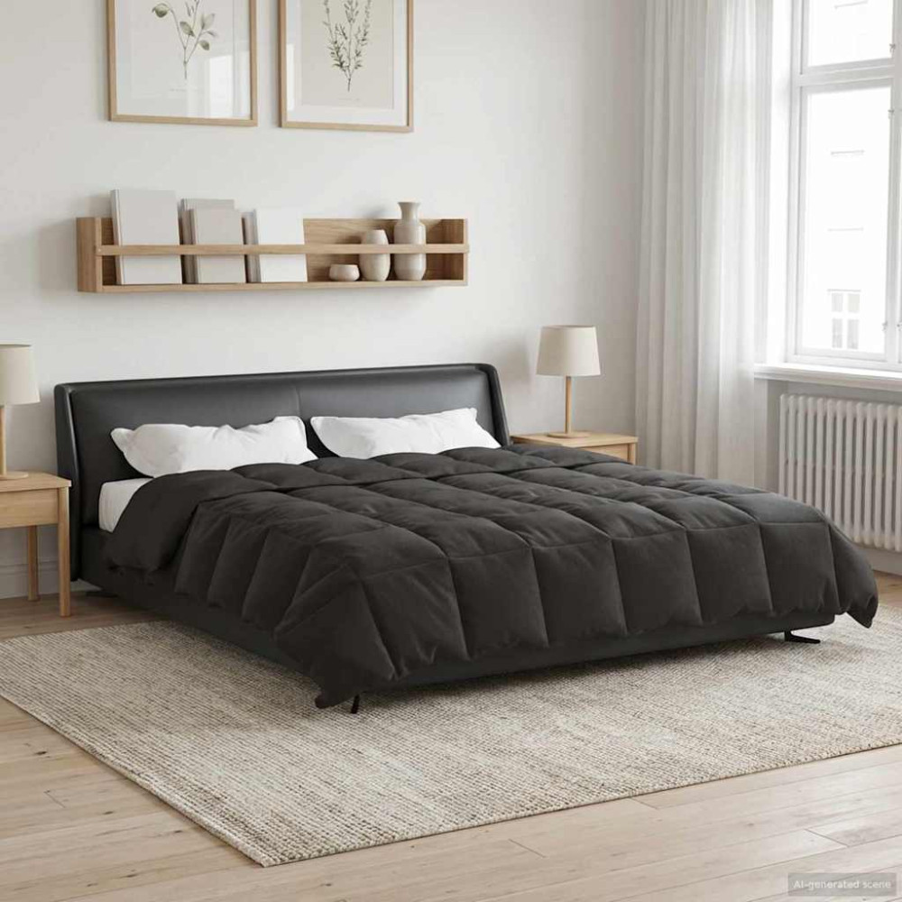 Produktbild för Full Års-Duvet Quiltad Antracit 200 x 220 cm Mikrofiber