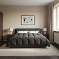 Produktbild för Full Års-Duvet Quiltad Antracit 200 x 220 cm Mikrofiber