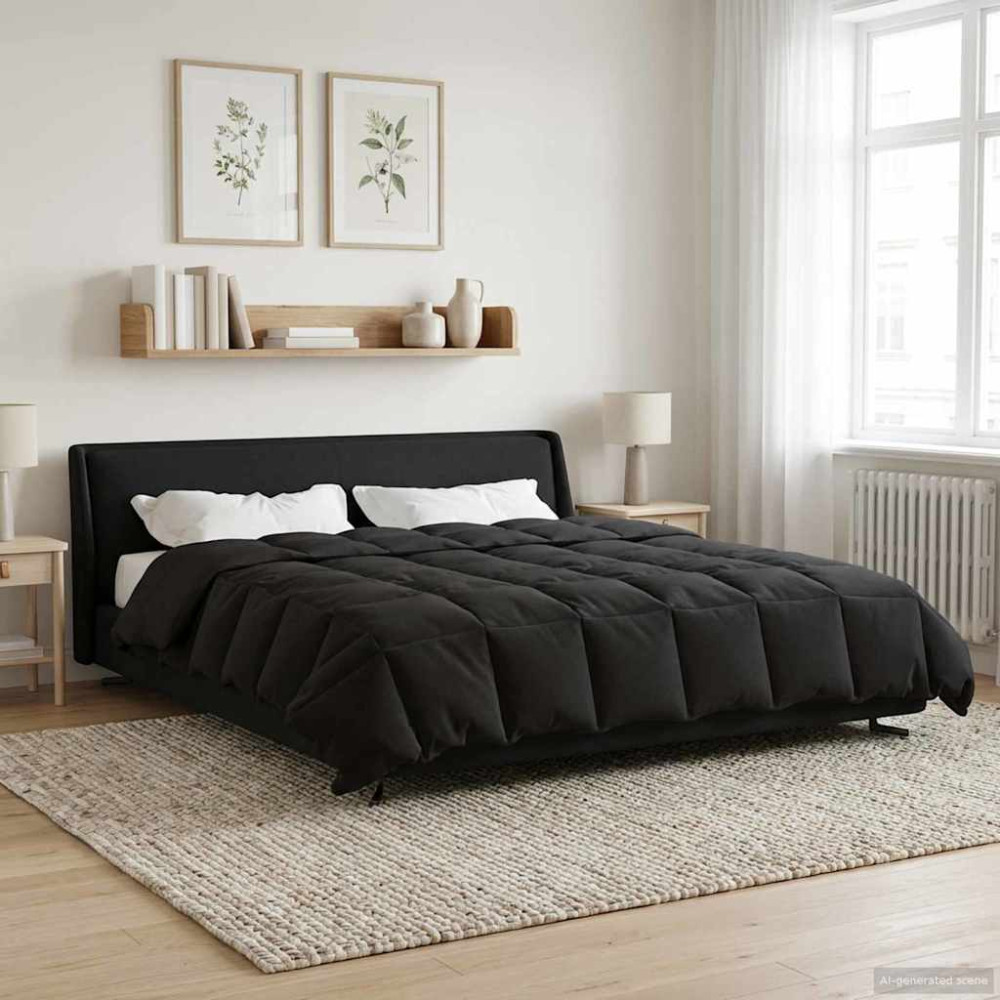 Produktbild för Full Års-Duvet Quiltad Antracit 220 x 260 cm Mikrofiber