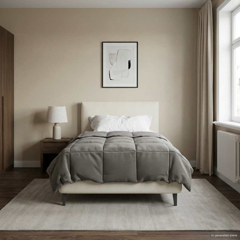 Produktbild för Full Års-Duvet Quiltad Ljusgrå 140 x 200 cm Mikrofiber