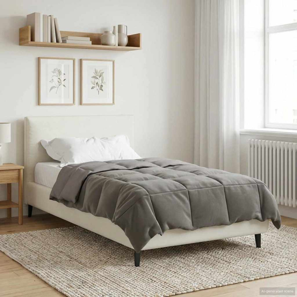 Produktbild för Full Års-Duvet Quiltad Ljusgrå 140 x 200 cm Mikrofiber