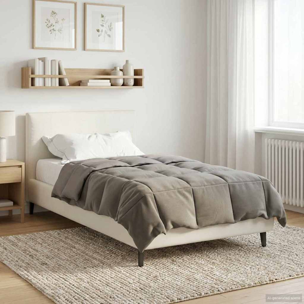 Produktbild för Full Års-Duvet Quiltad Ljusgrå 155 x 200 cm Mikrofiber