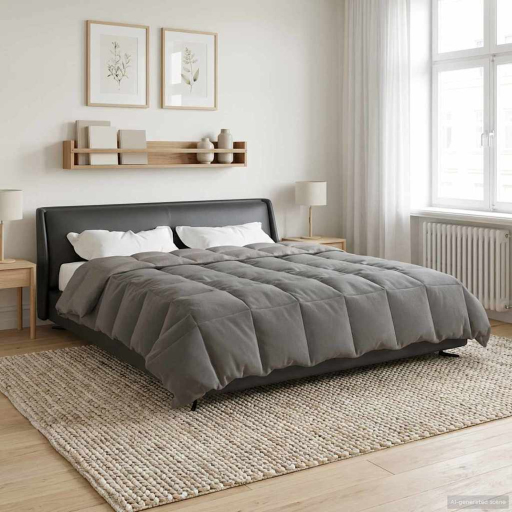Produktbild för Full Års-Duvet Quiltad Ljusgrå 200 x 200 cm Mikrofiber