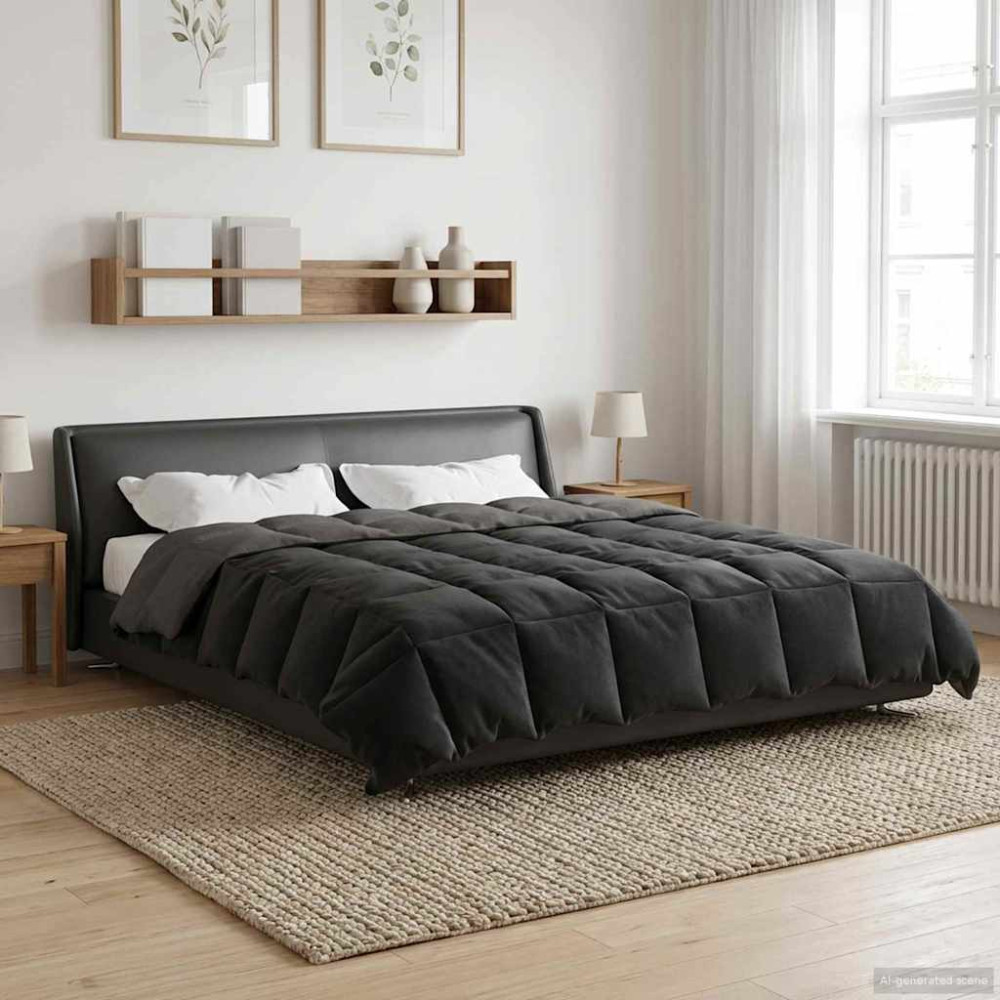 Produktbild för Full Års-Duvet Quiltad Ljusgrå 200 x 240 cm Mikrofiber