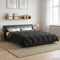 Produktbild för Full Års-Duvet Quiltad Ljusgrå 200 x 240 cm Mikrofiber