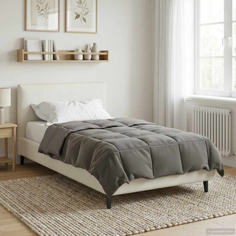 Produktbild för Full Års-Duvet Quiltad Ljusgrå 140 x 220 cm Mikrofiber