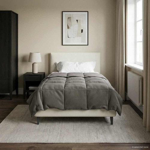 vidaXL Full Års-Duvet Quiltad Ljusgrå 155 x 220 cm Mikrofiber