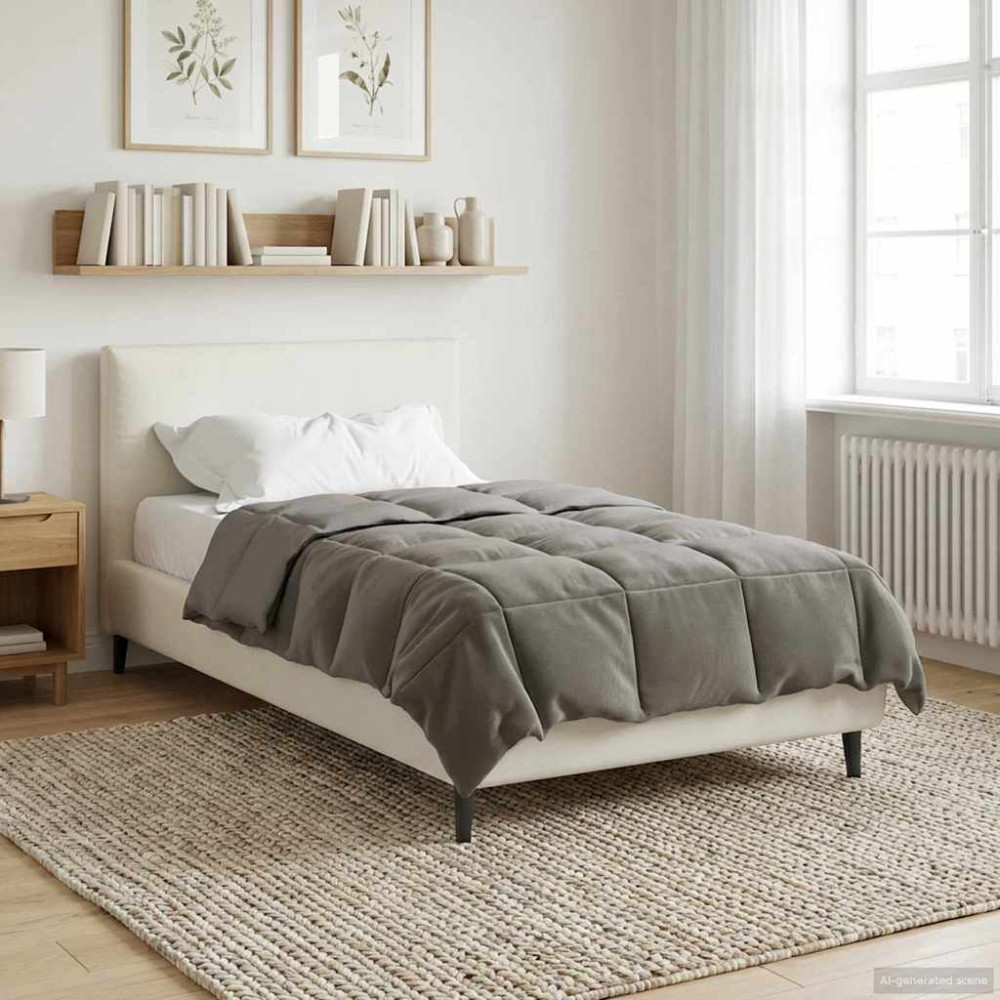 Produktbild för Full Års-Duvet Quiltad Ljusgrå 155 x 220 cm Mikrofiber