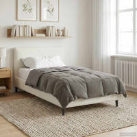 Produktbild för Full Års-Duvet Quiltad Ljusgrå 155 x 220 cm Mikrofiber