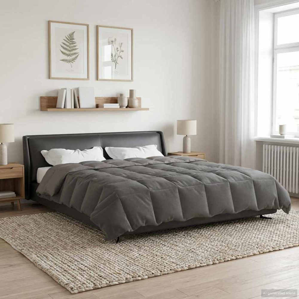 Produktbild för Full Års-Duvet Quiltad Ljusgrå 220 x 240 cm Mikrofiber