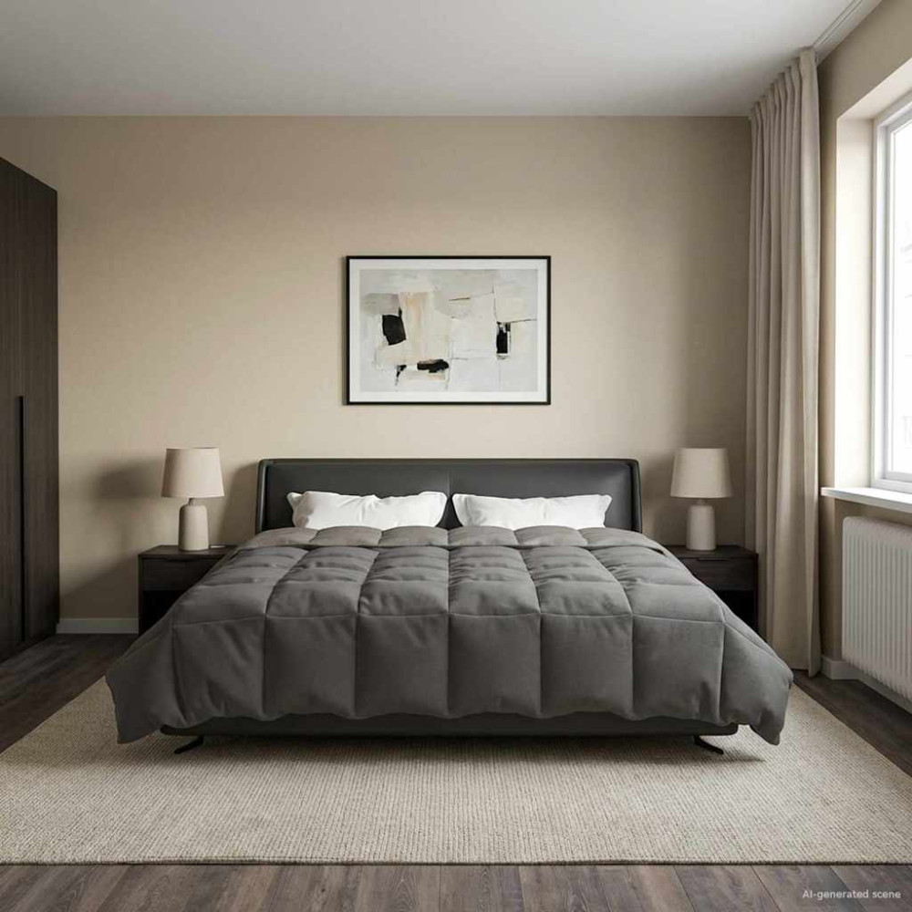 Produktbild för Full Års-Duvet Quiltad Ljusgrå 220 x 240 cm Mikrofiber
