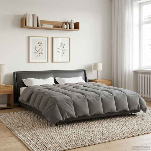 vidaXL Full Års-Duvet Quiltad Ljusgrå 220 x 260 cm Mikrofiber