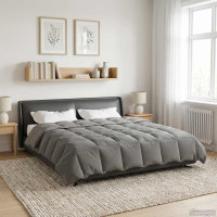 Produktbild för Full Års-Duvet Quiltad Ljusgrå 240 x 260 cm Mikrofiber