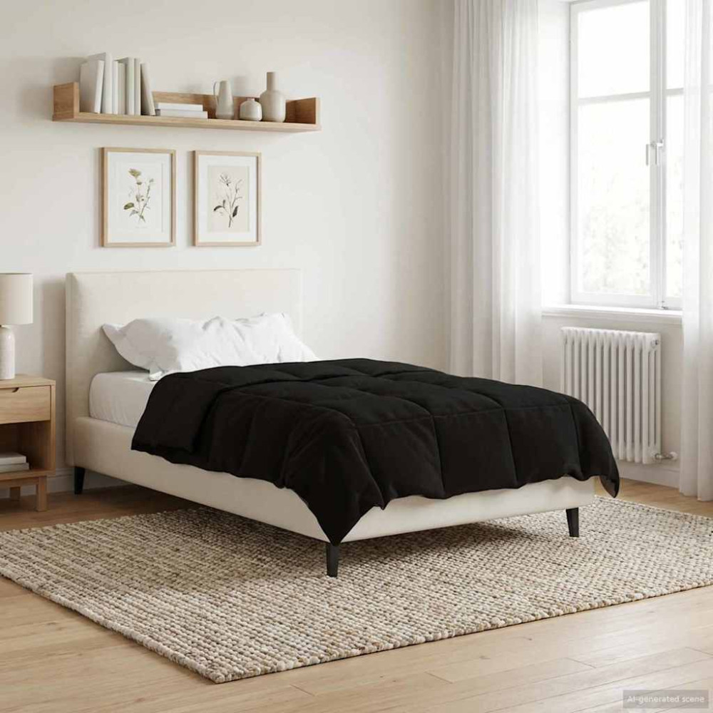 Produktbild för Full Års-Duvet Quiltad Svart 135 x 200 cm Mikrofiber