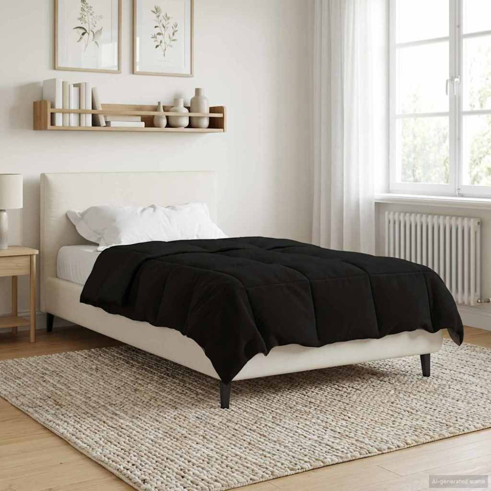 Produktbild för Full Års-Duvet Quiltad Svart 140 x 200 cm Mikrofiber