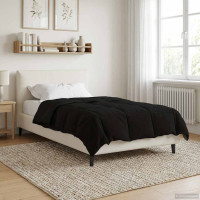 Produktbild för Full Års-Duvet Quiltad Svart 140 x 200 cm Mikrofiber
