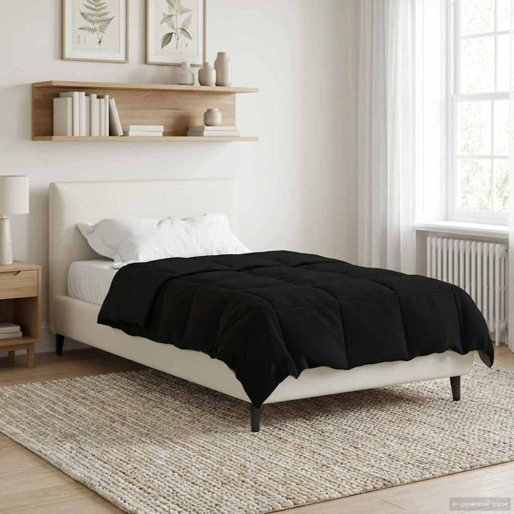 Produktbild för Full Års-Duvet Quiltad Svart 155 x 200 cm Mikrofiber