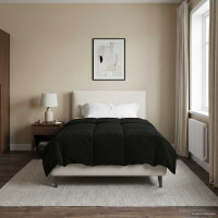 Produktbild för Full Års-Duvet Quiltad Svart 140 x 220 cm Mikrofiber