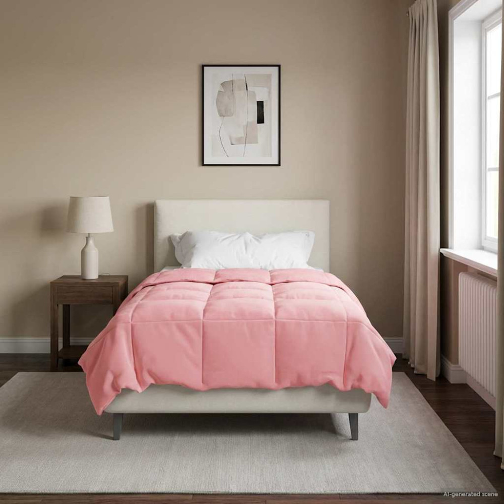 Produktbild för Full Års-Duvet Quiltad Rosa 140 x 200 cm Mikrofiber