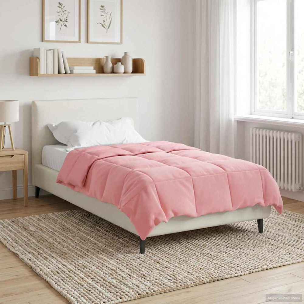Produktbild för Full Års-Duvet Quiltad Rosa 140 x 200 cm Mikrofiber