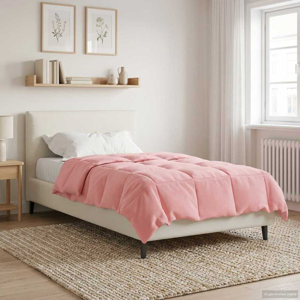 Produktbild för Full Års-Duvet Quiltad Rosa 135 x 220 cm Mikrofiber