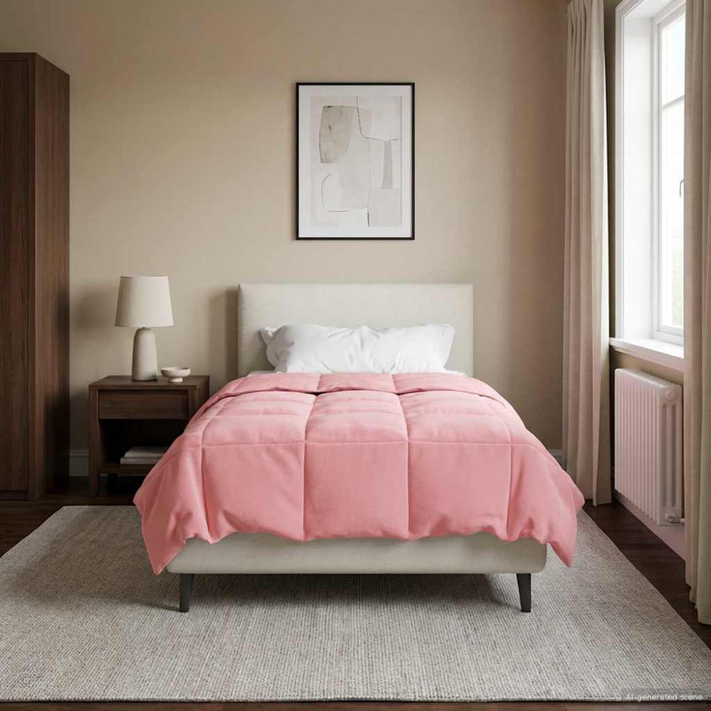 Produktbild för Full Års-Duvet Quiltad Rosa 135 x 220 cm Mikrofiber
