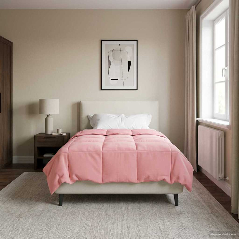 Produktbild för Full Års-Duvet Quiltad Rosa 140 x 220 cm Mikrofiber