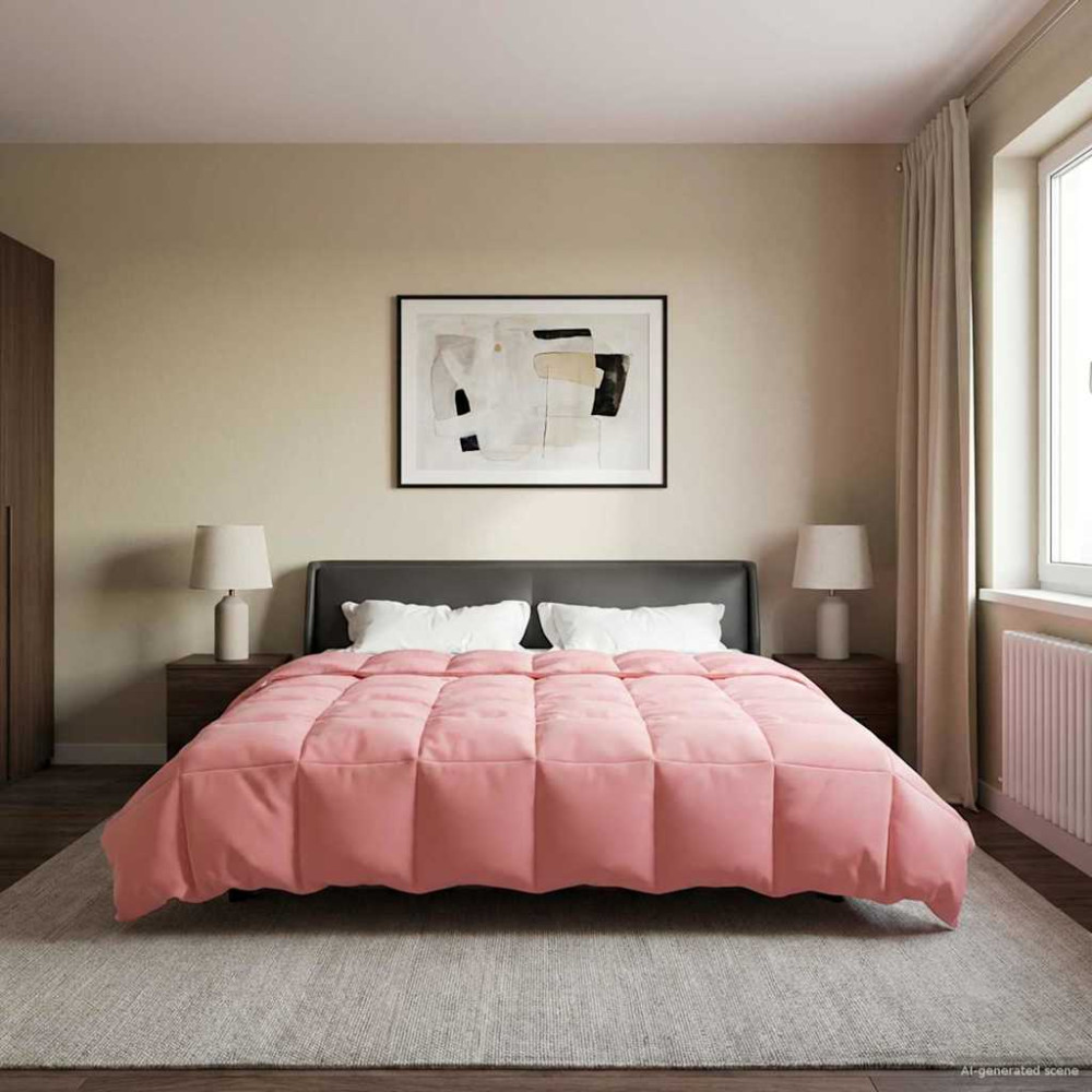 Produktbild för Full Års-Duvet Quiltad Rosa 200 x 220 cm Mikrofiber