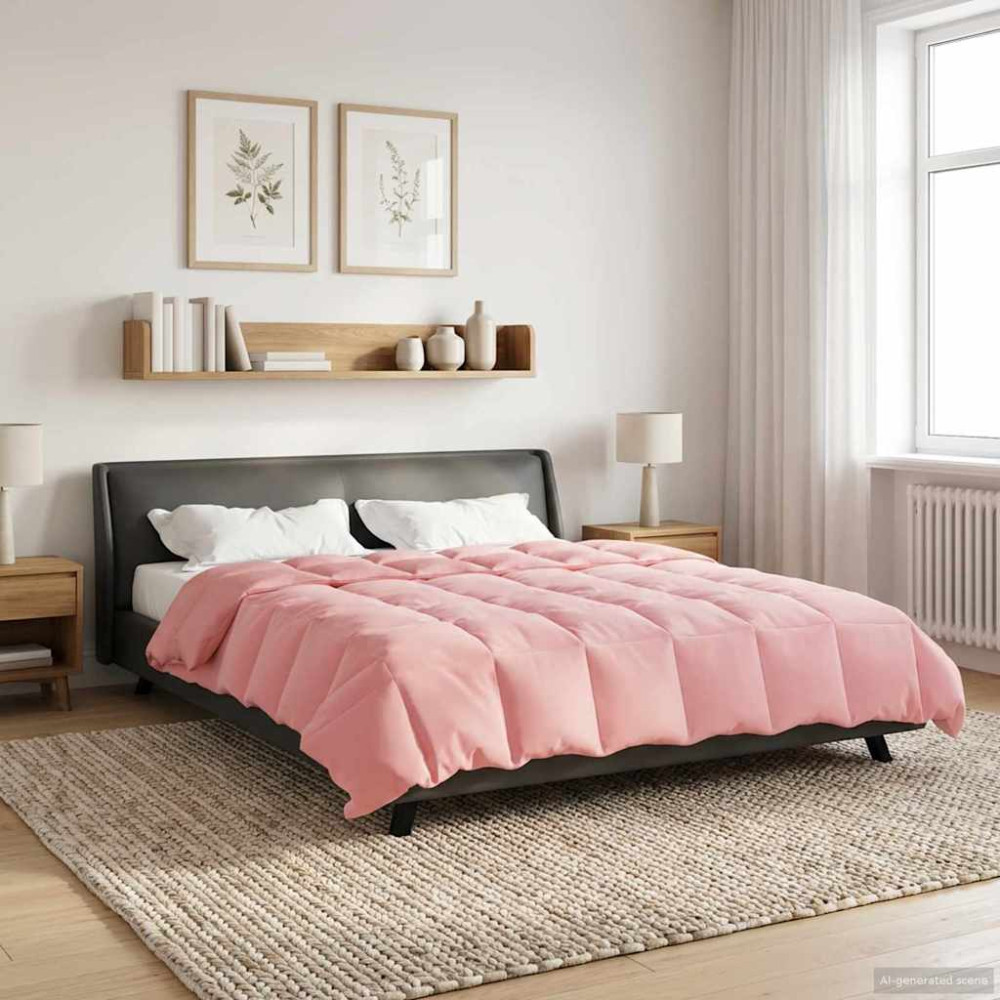 Produktbild för Full Års-Duvet Quiltad Rosa 220 x 260 cm Mikrofiber