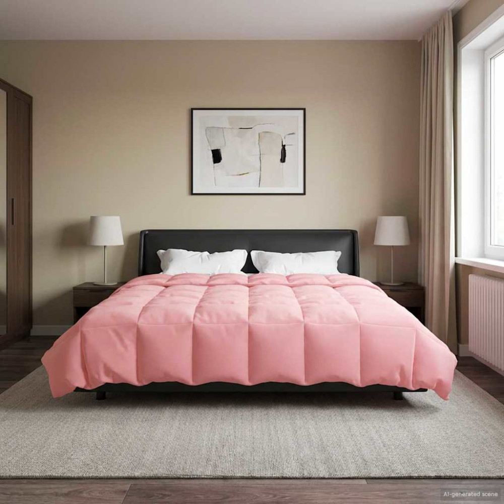Produktbild för Full Års-Duvet Quiltad Rosa 220 x 260 cm Mikrofiber