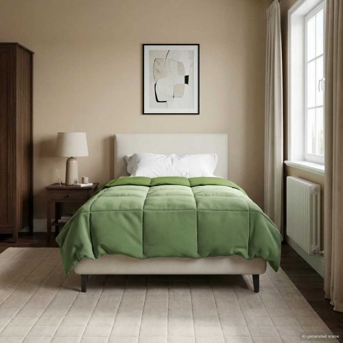 vidaXL Full Års-Duvet Quiltad Grön 140 x 200 cm Mikrofiber